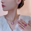 Jewelry Copper Bottom Gold-Plated Millennium Cut Rose Red Temperament Light Luxury Set Main Stone 18-10M