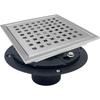 4-Inch Square Shower Floor Drain Nickel with ABS Flange, Removeable Grate SUS 304 Stainless Steel Shower Drain with Hair Catcher