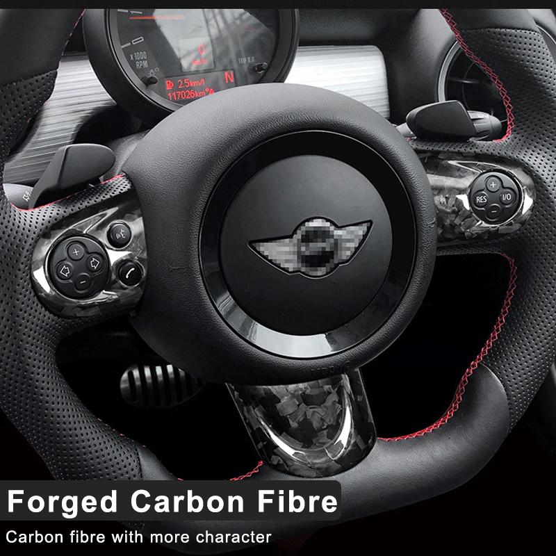 Car Interior Modification Steering Wheel Carbon Fibre Sticker For MINI ONE Cooper S JCW R55 R56 R60 R61 R57 R58 R59  Accessories