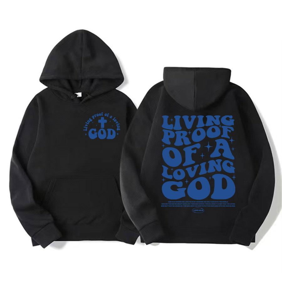 Damen Ästhetische Christliche Bekleidung Braun Jesus Herren Hoodies Lebender Beweis für einen liebenden Gott Aufdruck Kapuzenpullover Sweatshirts