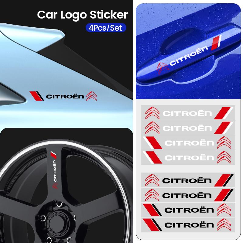 4Pcs/set For Citroen Car Stickers Door Handle Sticker Mirror Decor Protector Decals Car Accessories C1 C2 C3 Grand C4 Picasso