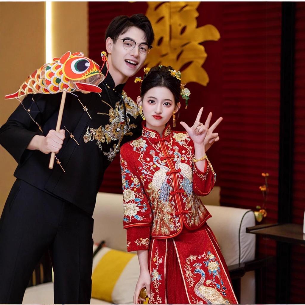 Special Clearance: 2025 Bride's Toasting Dress Set - Chinese Wedding Style