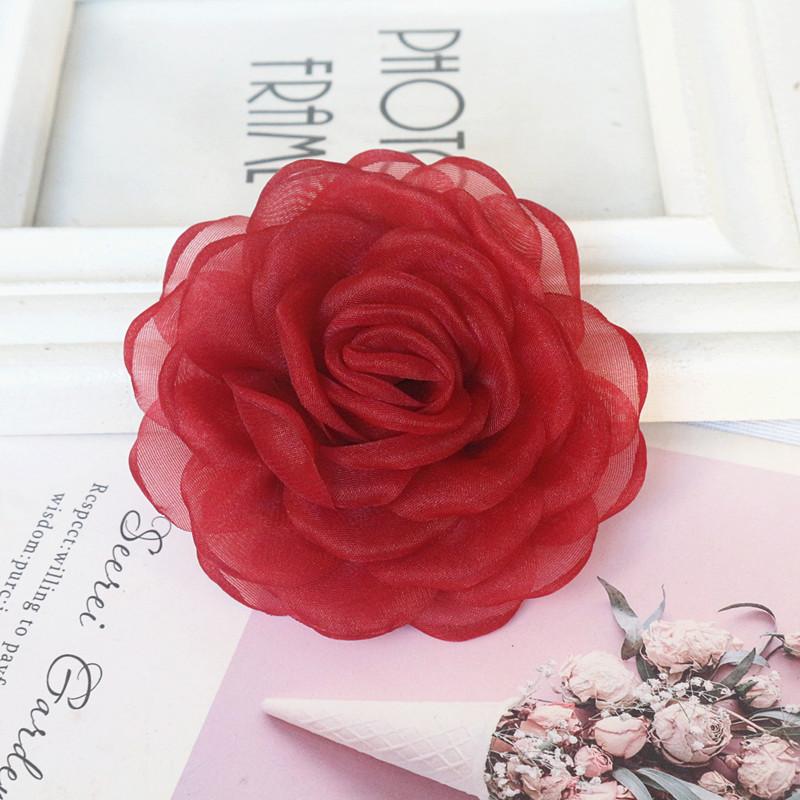 10 SZT 8CM 3D Organza Szyfon Gaza Opalana Krawędź Tkanina Sztuczny Kwiat Róży Suknia Ślubna Dekoracja Szyi DIY Szycie Aplikacja