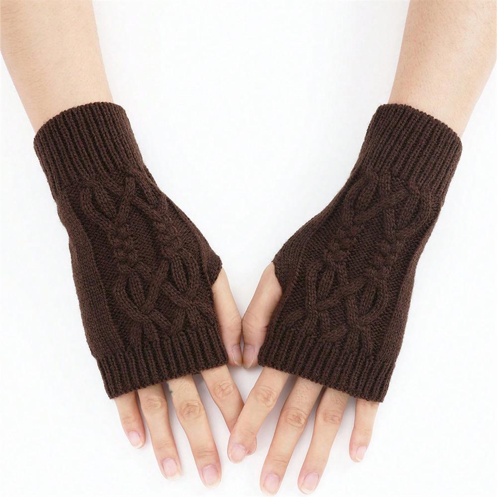 A Pair Short Twisted Knot Wrist Covers For Men And Women In Autumn And Winter Half-finger Sleeve Covers