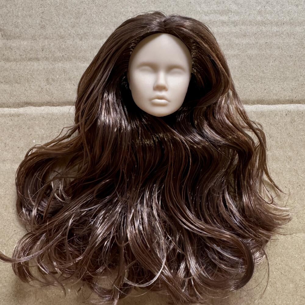 Vintage 1/6 Blank Face Doll Heads With Hair Fashion Doll Head Make Up Practice DIY Toy Parts Girls Birthday Gifts