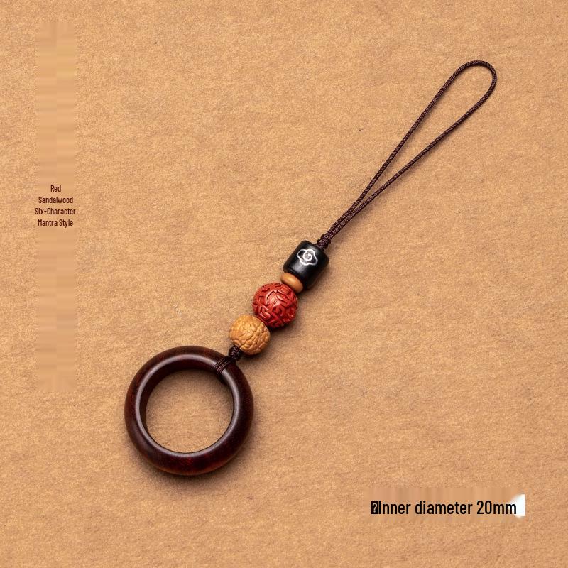 Lin Jing Sandalwood Phone Lanyard & Keychain: Black & Purple Sandalwood, Anti-Lost, USB Drive, Bag Pendant for Men & Women.