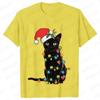 Fashion Trendy T Shirt Short Sleeve Tees for Unisex Funny Christmas Lights Cat T Shirts Female Korean Casual Streetwear Tshirt