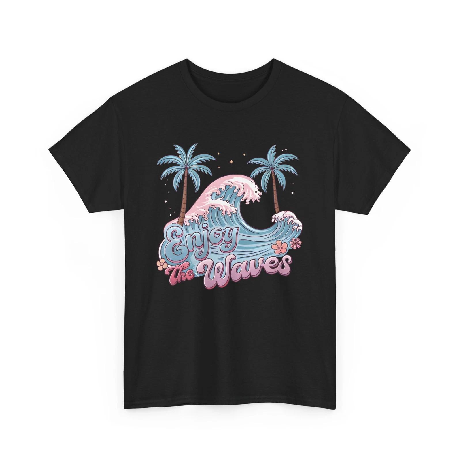 Beach Vibes T-Shirt | Summer Ocean Waves Tee | Retro Enjoy the waves Shirt 3XL