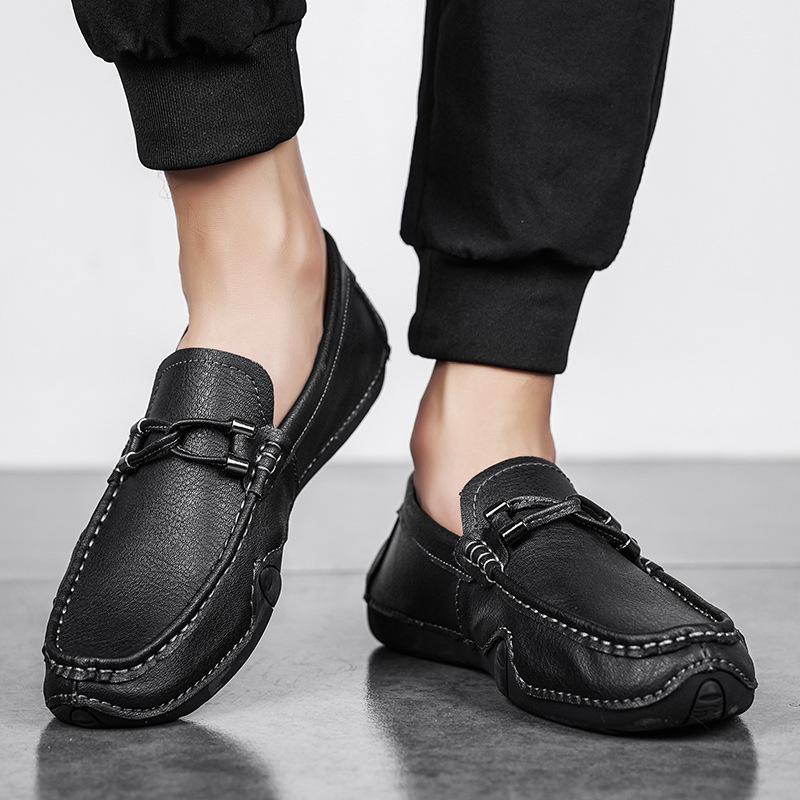 Spring and Autumn New Men's Versatile Sloth Leather Shoes Trendy Casual Plus Size Driving Shoes