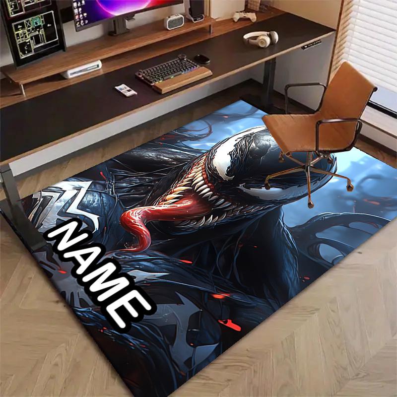 Custom Venom Mat Personalized Name, Polyester Washable Indoor Entryway Rug, Gift for Christmas, Easter, Thanksgiving Day