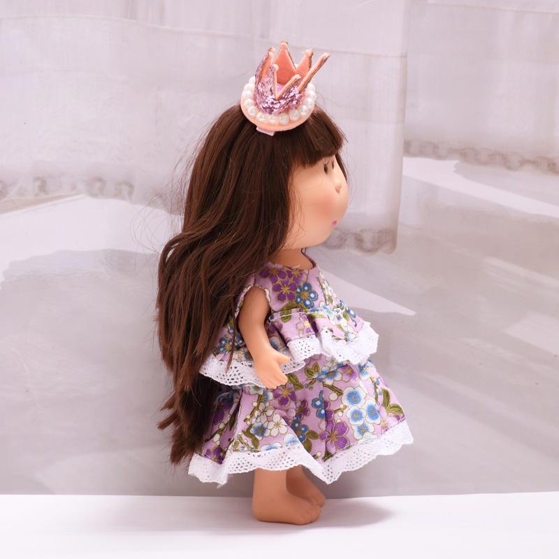 Spain Mia Potato Doll Clothes - 24cm Mia Dress-up Set: Purple Flower Dress & Crown