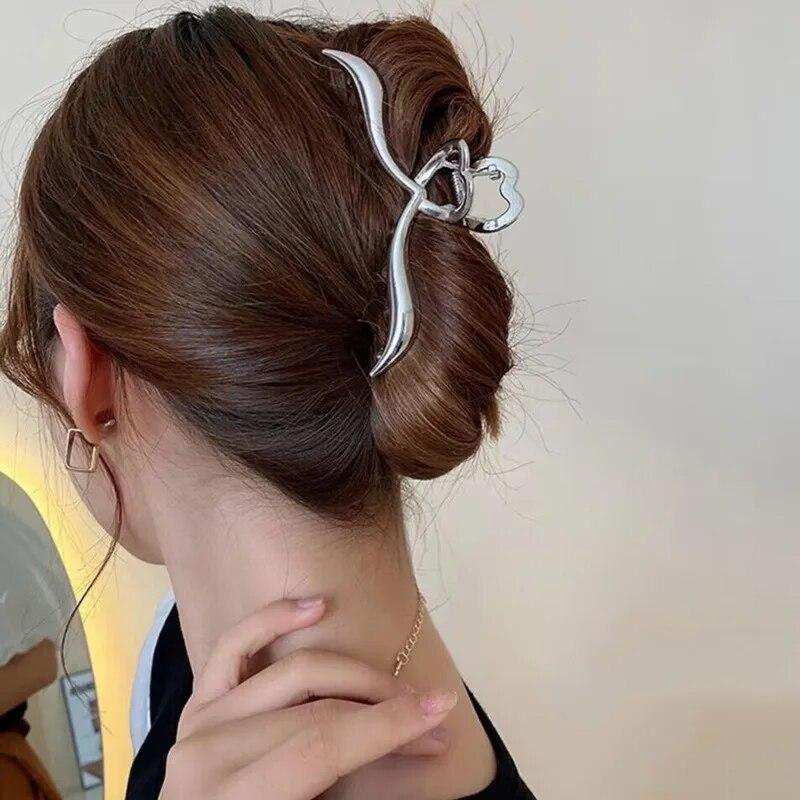 New Women Elegant Geometric Bow Hair Claws Vintage Simple Hair Grab Clip Large Metal Hairpins Barrettes Fashion Hair Accessories