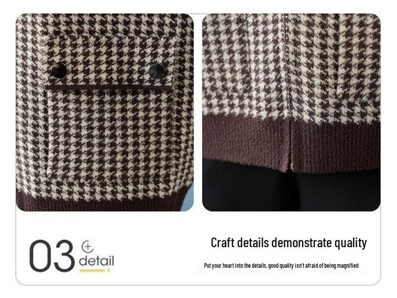 Damen Koreanischer Hahnentritt Kapuzenmantel - Modisch, Verjüngend & Lässig für Herbst/Winter