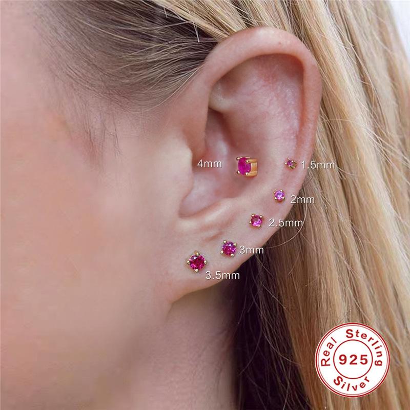 S925 Sterling Silver Classic Simple Diamond Stud Earrings Fashionable Personalized Style Earrings 6 Sets Of Accessories