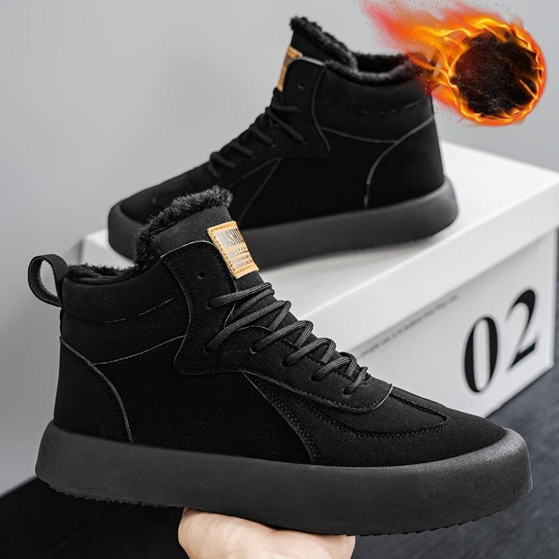 Winter Warm Men Cotton Shoes Padded Thickened Casual Shoes Fashion Trend High-top Men Shoes Comfortable Trendy Minimalist Versatile Shoes