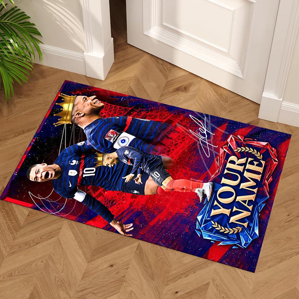 Mbappé Customizable Name Carpet Design for Foyer Study room Dormitory Hallway Antislip Carpet Anime Office Decor Best for Christmas