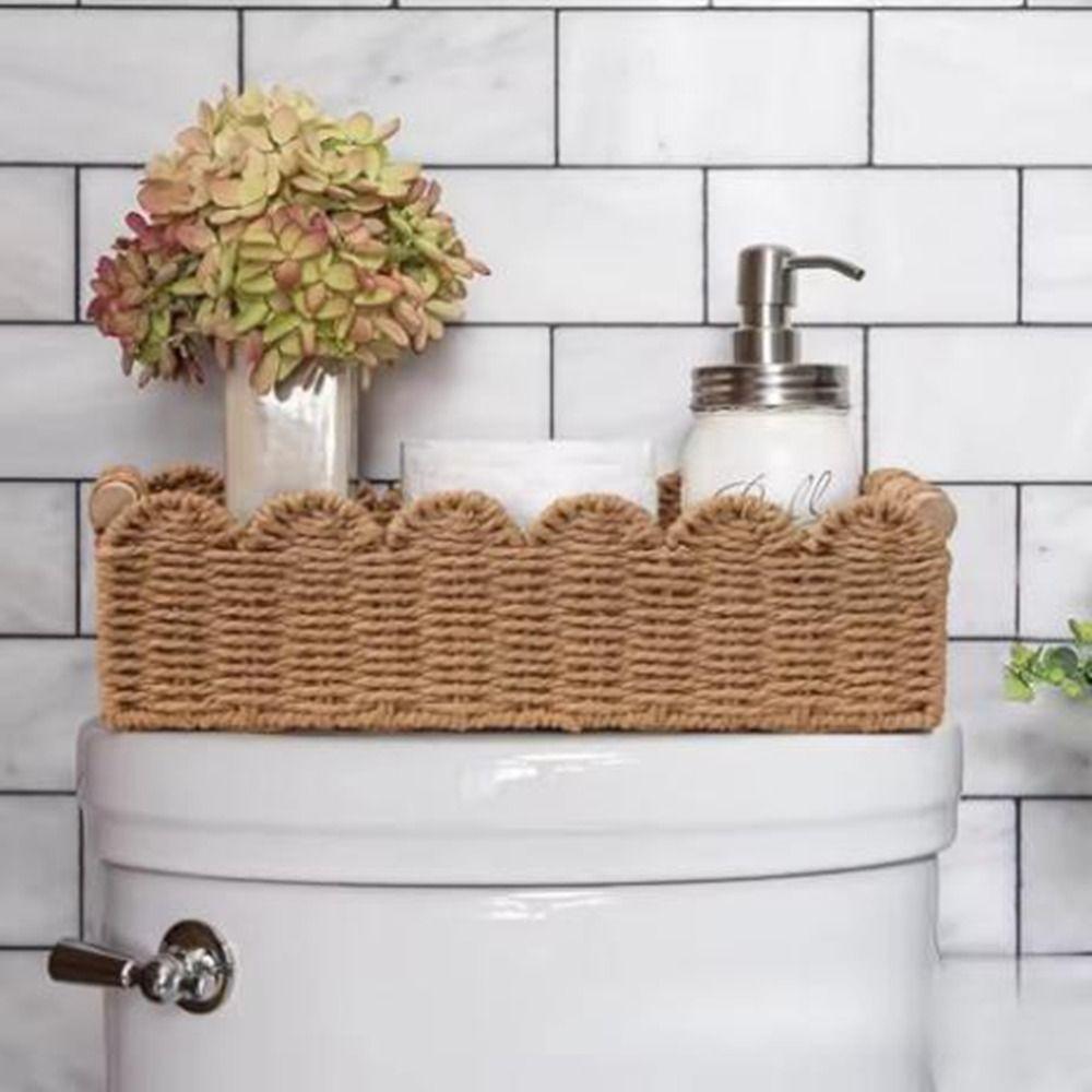 Rectangular Imitation Rattan Storage Basket Handmade Toilet Paper Storage Basket Bathroom