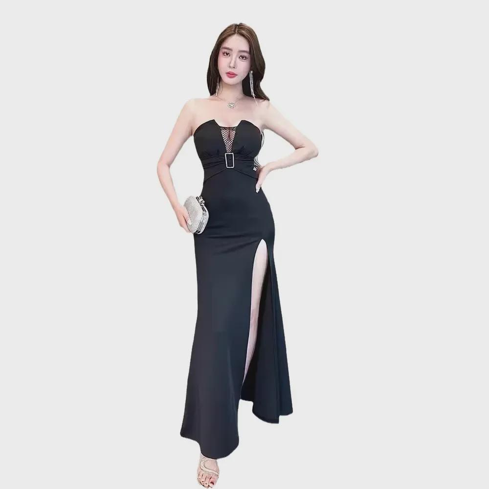 2025 High-End Slim Hollow Tube Top Evening Dress - Sexy, Stylish Nightclub and Banquet Wear