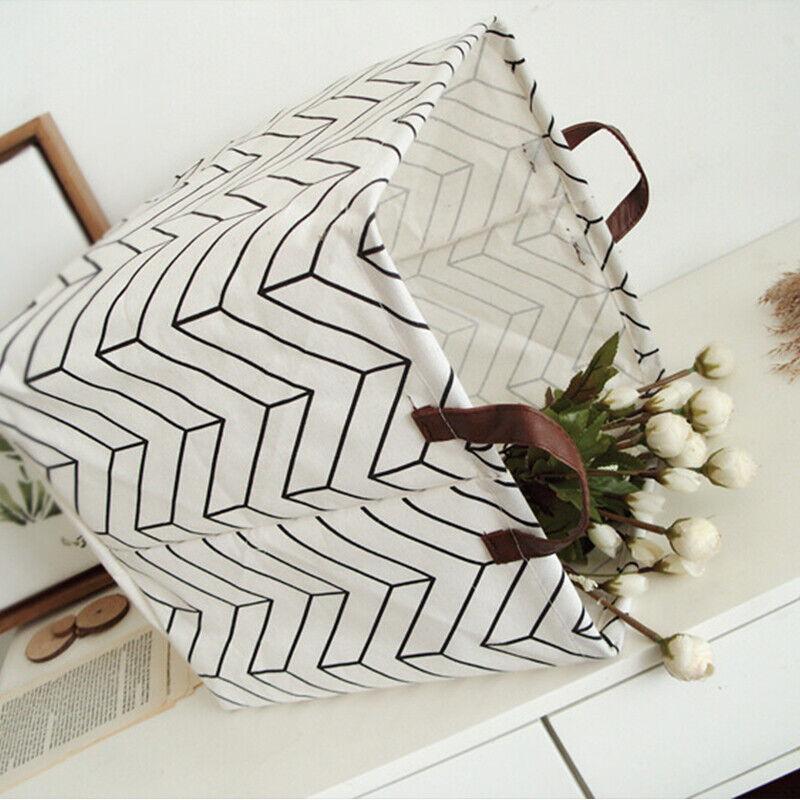 Cotton Linen Dirty Laundry Basket Foldable Round Waterproof Organizer Bucket Clothing Children Toy Storage Home