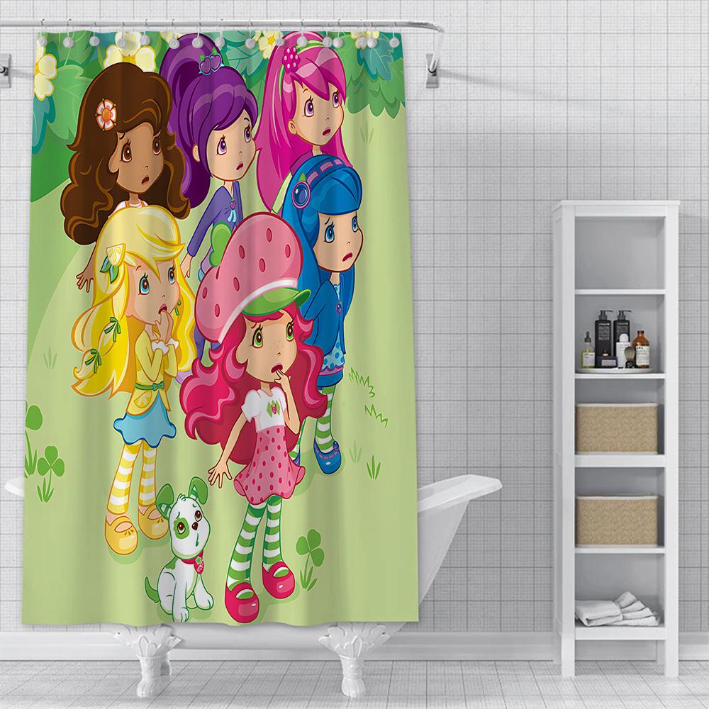 S-Strawberry Shortcake Exquisite Shower Curtain Waterproof Polyester Fabric Paint Bath Curtains Home Bathroom Decor Curtain