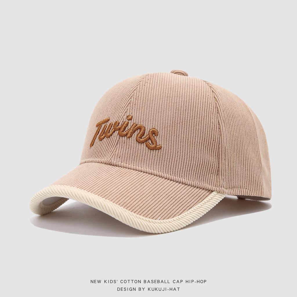 Children Corduroy Cap With Embroidered Letters For Autumn Winter Warmth And Sun Protection