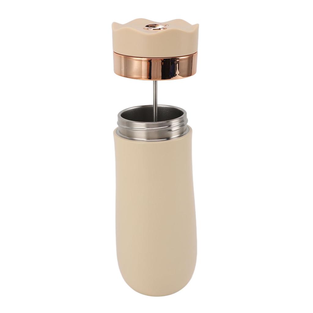 French Press Mug Stainless Steel Insulated Portable 320ml Chinese Style Coffee Mug for Outdoor