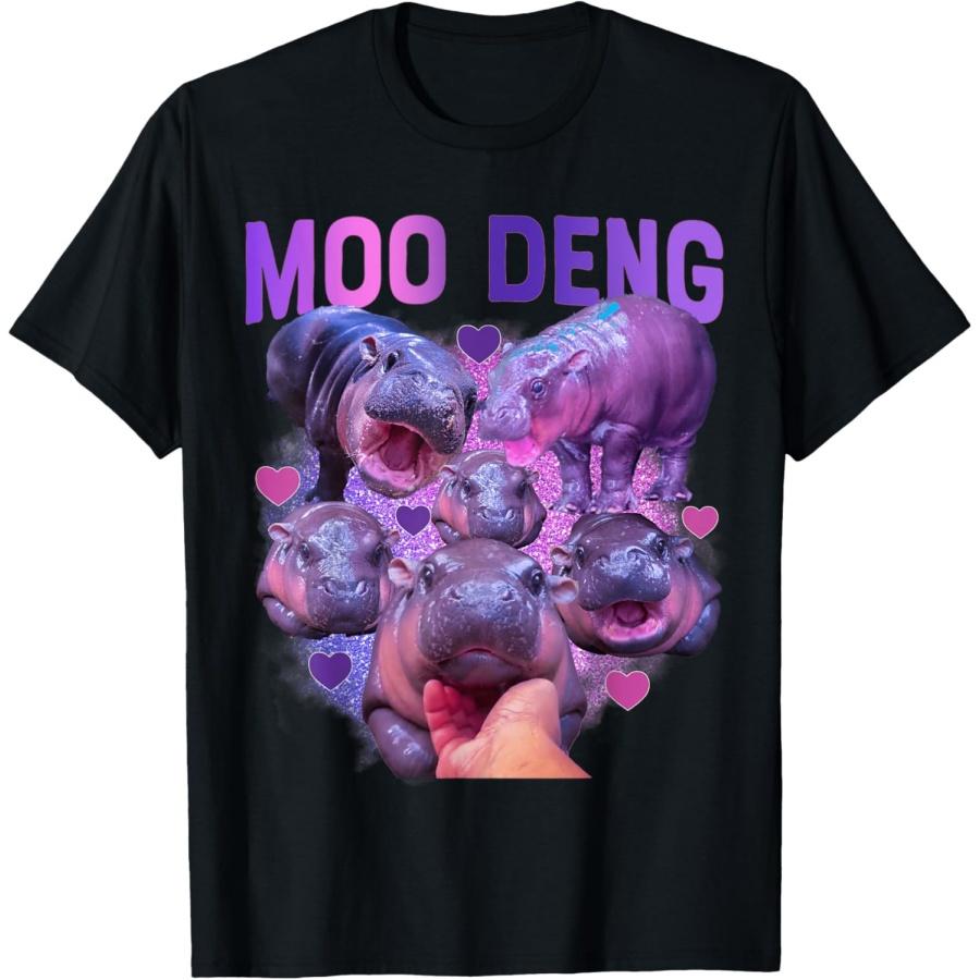 Cute Moo Deng Funny Baby Hippo Pygmy Hippopotamus T-Shirt S