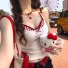 #Human cotton vitality dopamine plaid cross bra sling vest pure desire babes fake two small tops women