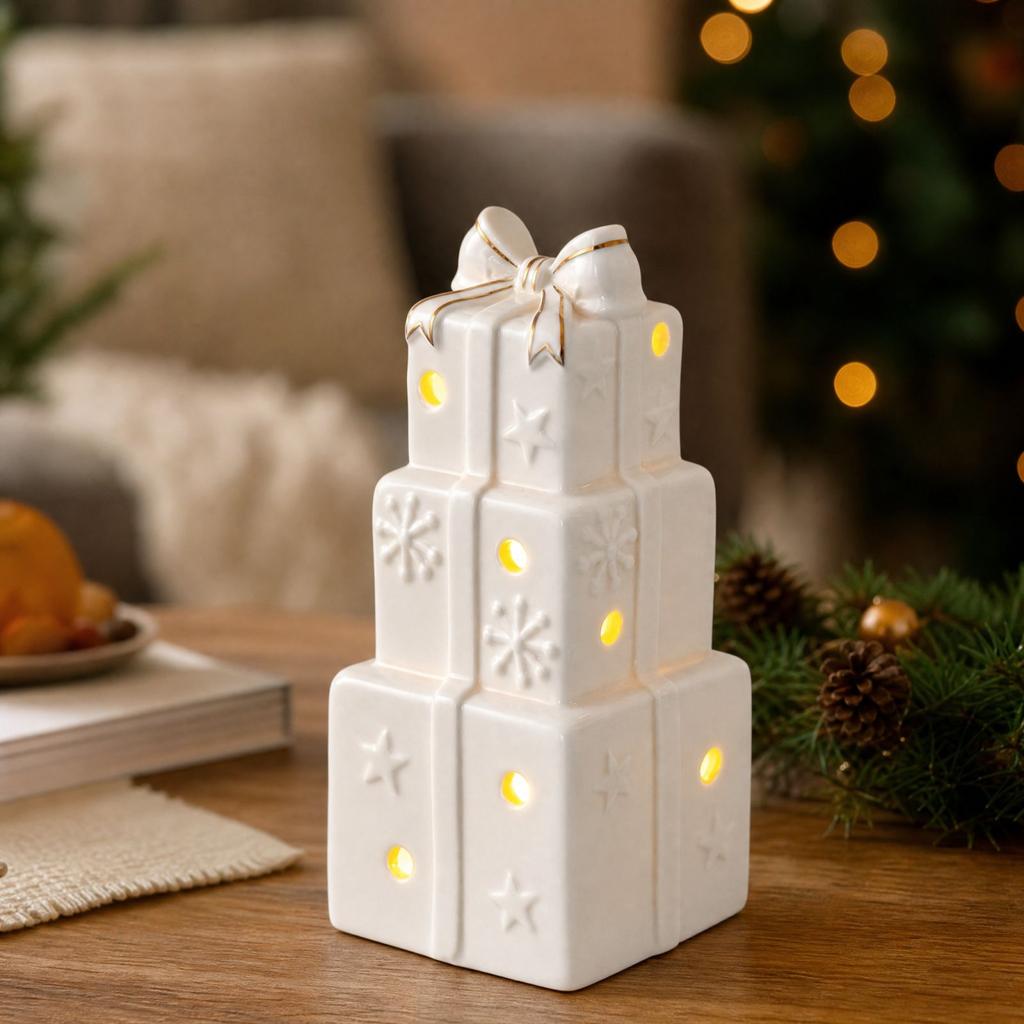 Ceramic Christmas Decoration Ornament for Holiday Tabletop Display and Festive Home Decor