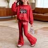 Kids Printed Long Sleeve Neck Top and Pants Set, Casual Loose Fit Outfit for Boys Girls