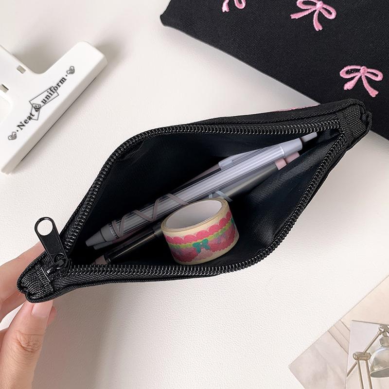 1pc Bow Pencil Case Large Capacity Pencil Organizer Makeup Bag Stationery Storage Box School Supplies Multiple Colors