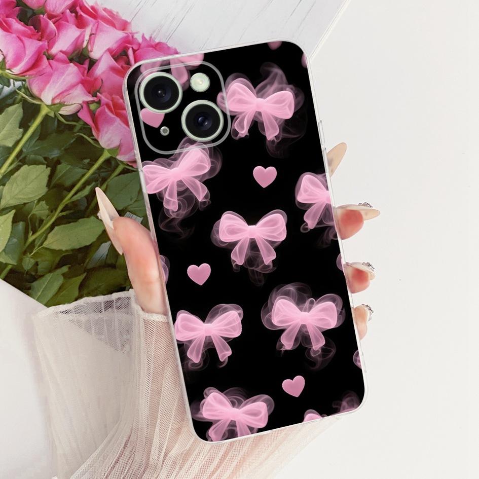 Silicone Case For iPhone 15 Pro Max Cover Stylish Flower Soft TPU Capa Protective Phone Covers For iPhone 15 15Plus 15Pro Bumper