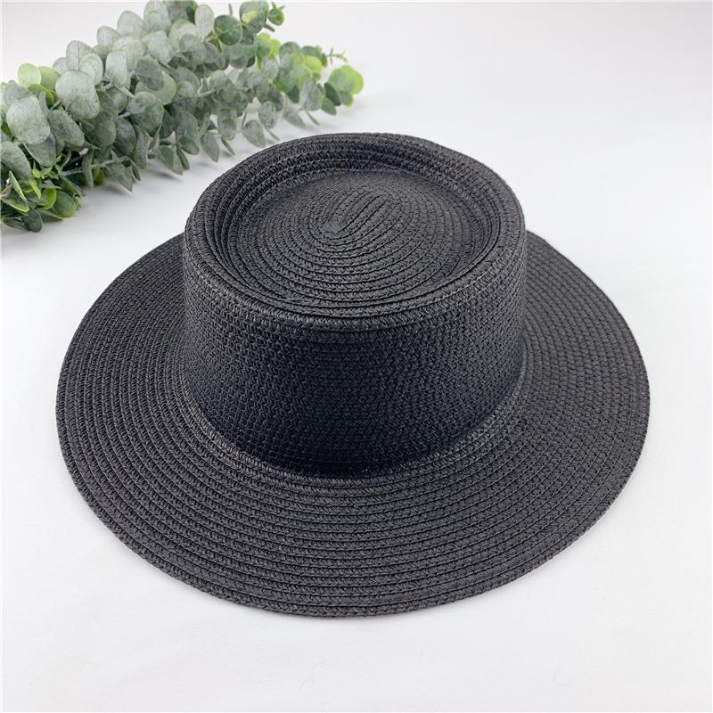 Women Spring Summer Solid New Concave Paper Straw Hat Retro French Round Beach Island Female Sunshade Hat