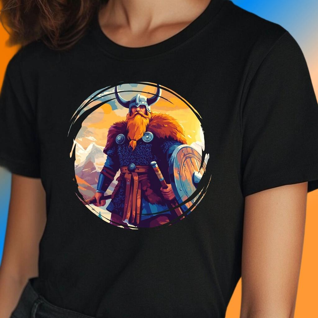 T-Shirt Women Viking Motif Cotton Size S To 3XLWill Open In a New Window or Tab