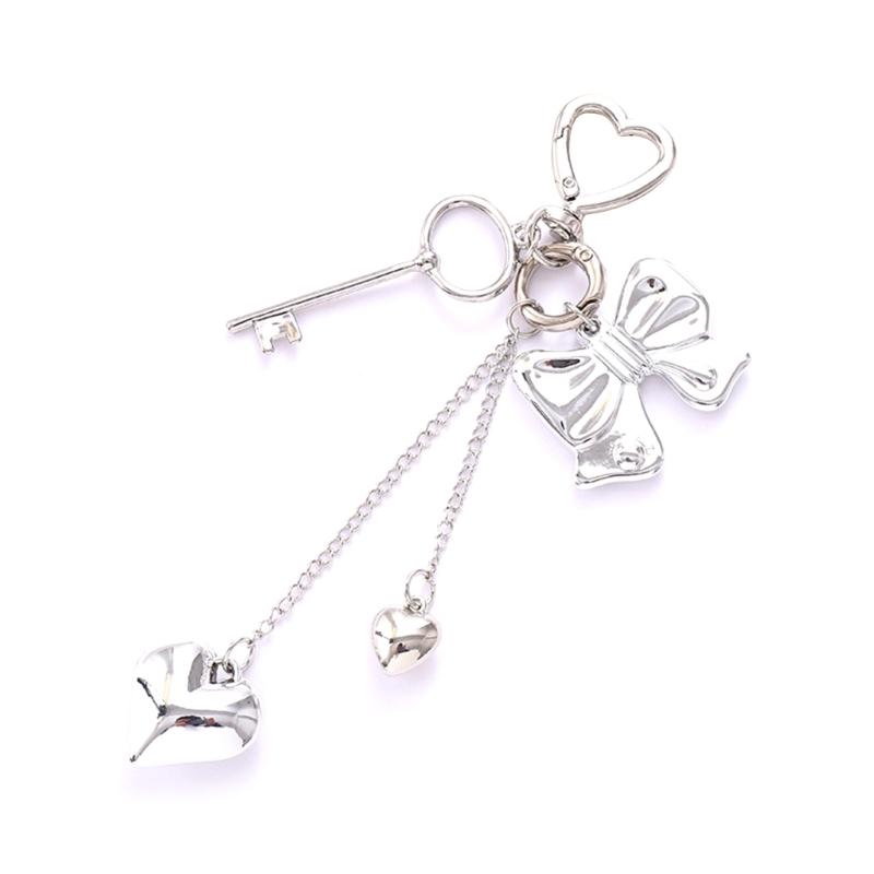 Heart Bows Bag Charm Pendant Aesthetic Purse Charms Aesthetic Keychains Keyring for Women Backpack Purse Handbag Decors