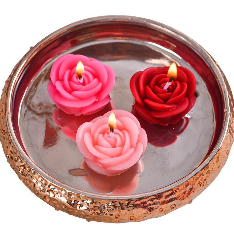 1 Set Banquet Romantic Scented Elegant Rose Mini-Sized Candles Fragrant Handmade Floating Wedding Ambiance-Boosting