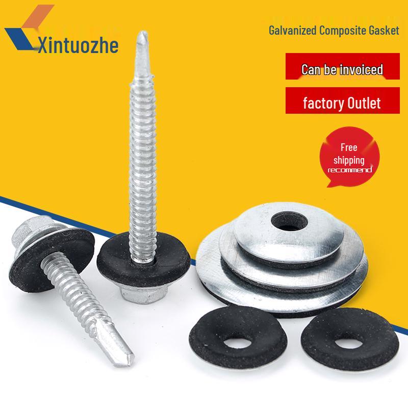 

304 Stainless Steel Waterproof Self-Drilling Screw with EPDM Rubber Gasket and Galvanized Sealing Ring M10*38 Stainless Steel 304 - 5 pcs