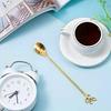 Long Handle Ice Tea Spoons Set Ice Cream Leaf Spoon Stainless Steel Cocktail Stirring Spoon Gold Coffee Spoons For Coffee Bar Dessert Hottea Shakes