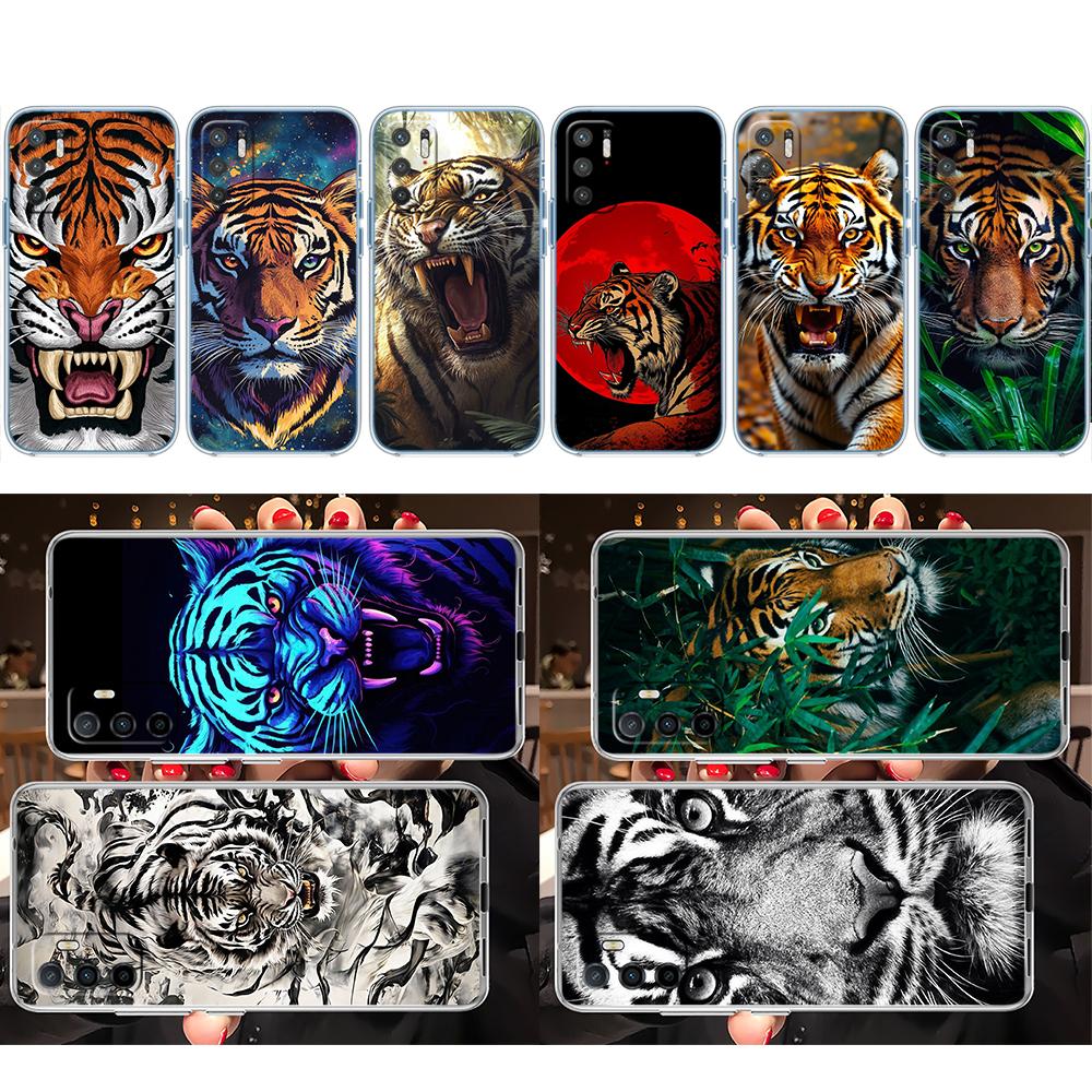 CJ7 Animal Tiger Soft Shell Transparent Phone Case for Samsung Galaxy A04 A04S A14 A23 A34 A54 M23 M33 M52 M53