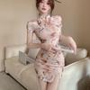 Spicy Girl Style Chinese Slit Qipao: Waist-Cinching, Hip-Hugging Pleated Dress with Frog Button for Summer
