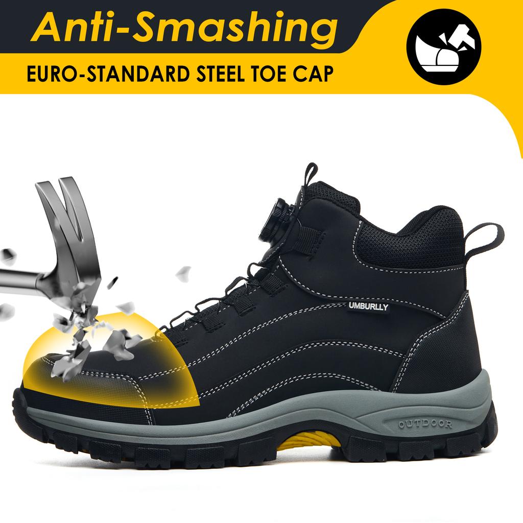 Men's High Top Safety Shoes With Steel Toe Cap Boots Indestructible Shoes Men Work Safety Boots Protective Men's Work Shoes