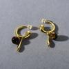 Maillard Wind Ancient Tiger'S Eye Pendant Earrings S925 Silver Needle Earrings Retro Niche Design Earrings