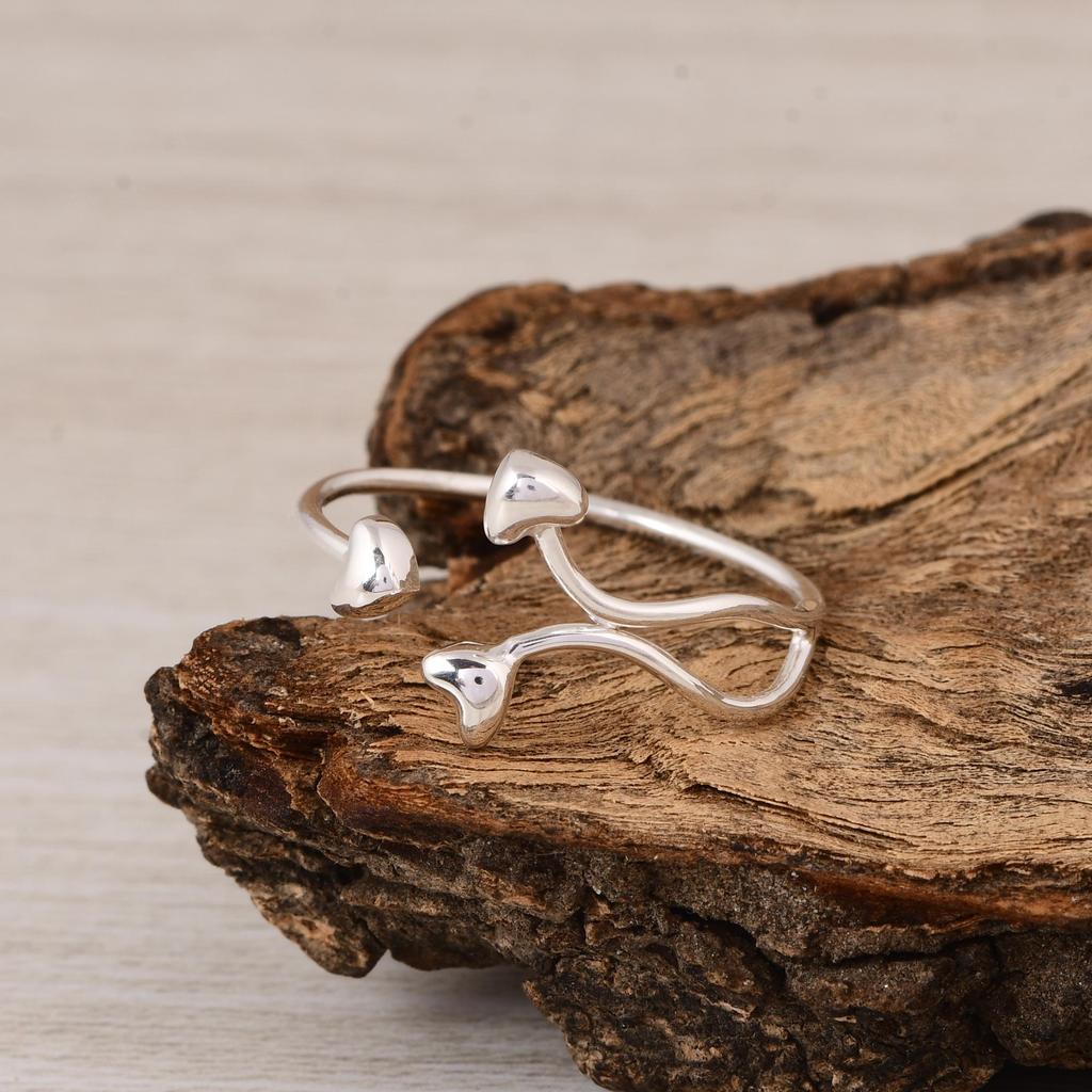 925 Sterling Silver Heart Wrap Ring, Minimal Open Heart Ring, Adjustable Silver Ring, Dainty Handmade Love Ring.