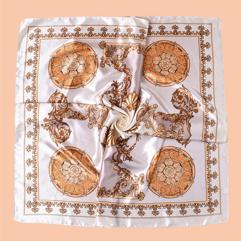 High Quality Print Silk Square Scarf Women Soft Satin Hairband Neckerchief Office Hijab Headband Foulard Bag Ribbons Gift 90Cm