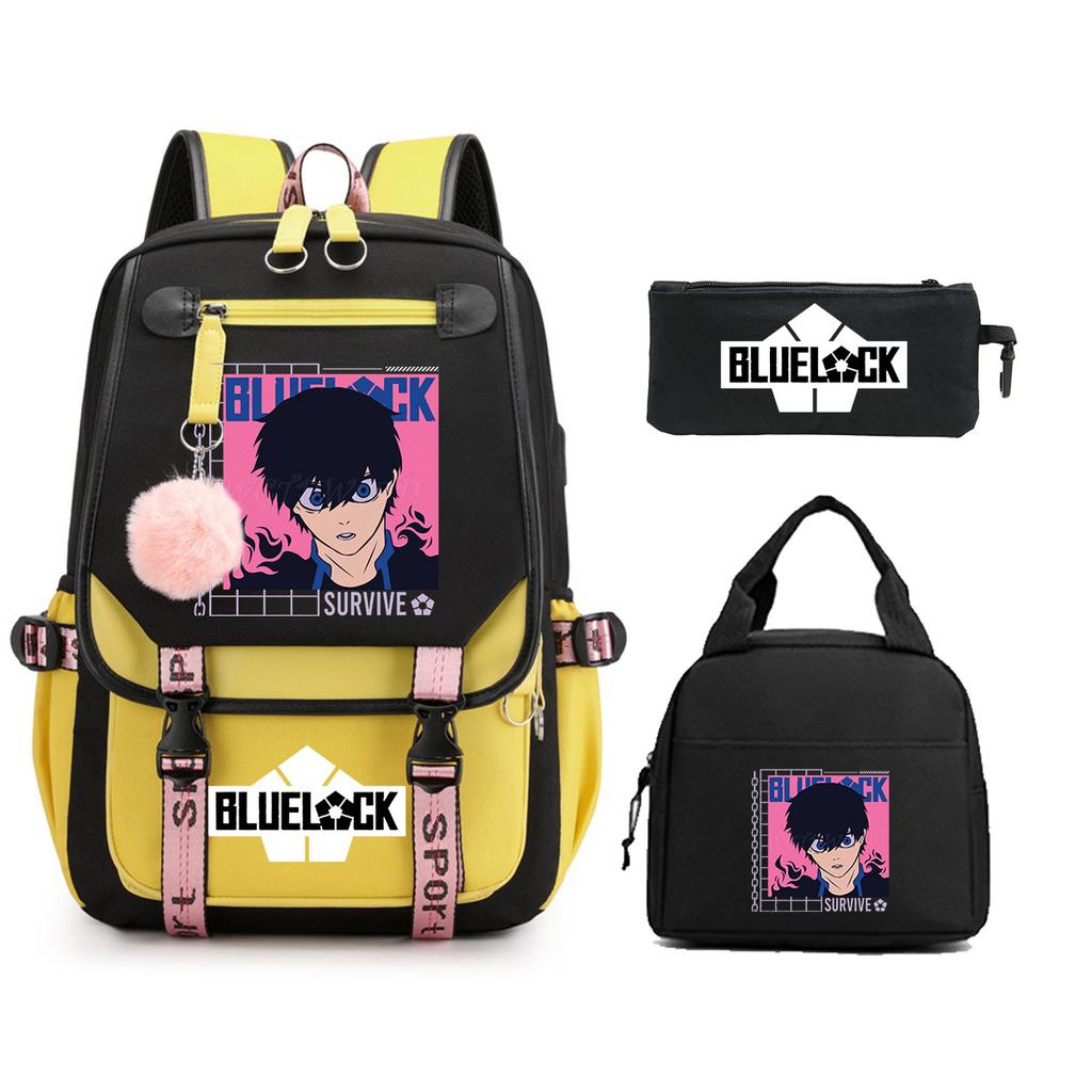 Peripheral Printed Backpack Leisure Student School Bag Pencil Bag Lunch Bag Set