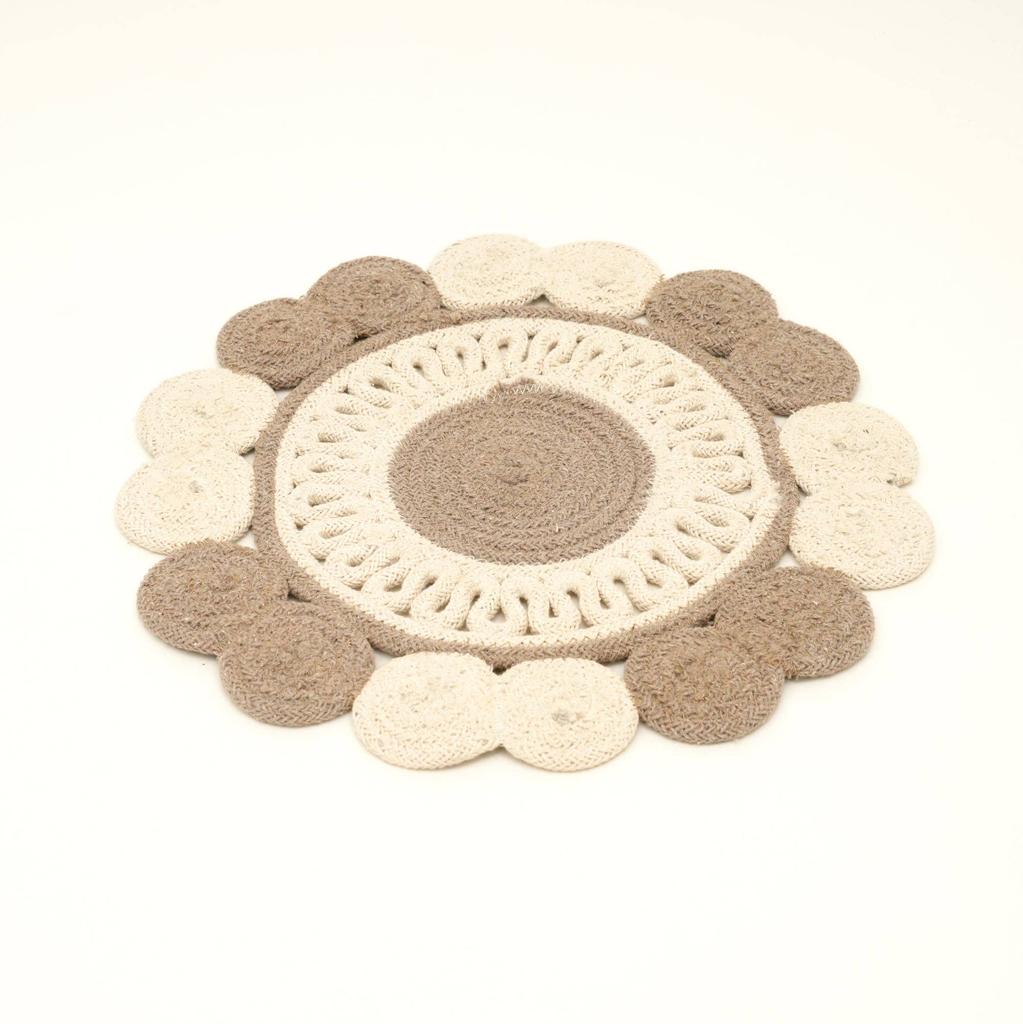 Grey Cotton Braided Placemat -Handcrafted Durable Table Mat for Dining