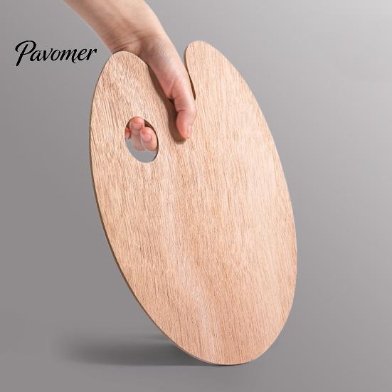 Large Color Mixing Board Wooden Paint Palette, Square Oval Shaped Artist Painting Tray with Easy To Clean Palette Thumb Hole for Acrylic Watercolor