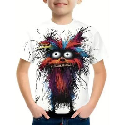 Kinder Spaß und Bizarres 3D Digital Bedrucktes Jungen Personalisiertes Rundhals Kurzarm T-Shirt