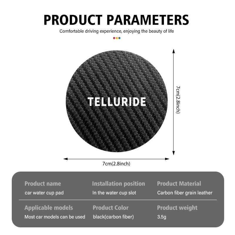 For KIA Carbon Fiber Car Coaster Water Cups Mat Drink Anti-slip Pad Soul Stonic Picanto Proceed Sorento Cerato Sedona BU9