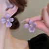 Simple oil drop flower petals imitation pearl silver needle French niche premium earrings 
